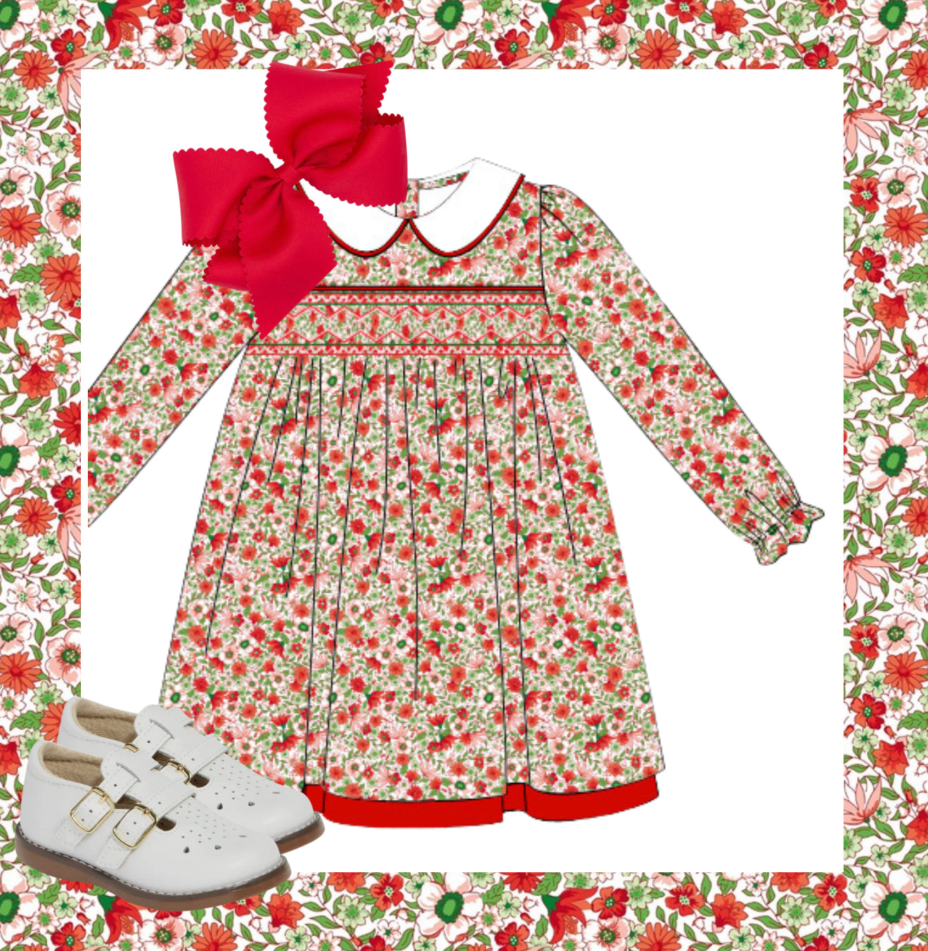 Girls Christmas floral dress