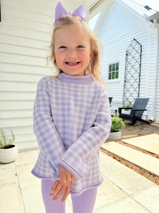 Lavender Gingham Sweater