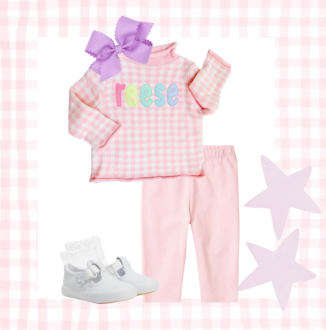 Pink Gingham Sweater