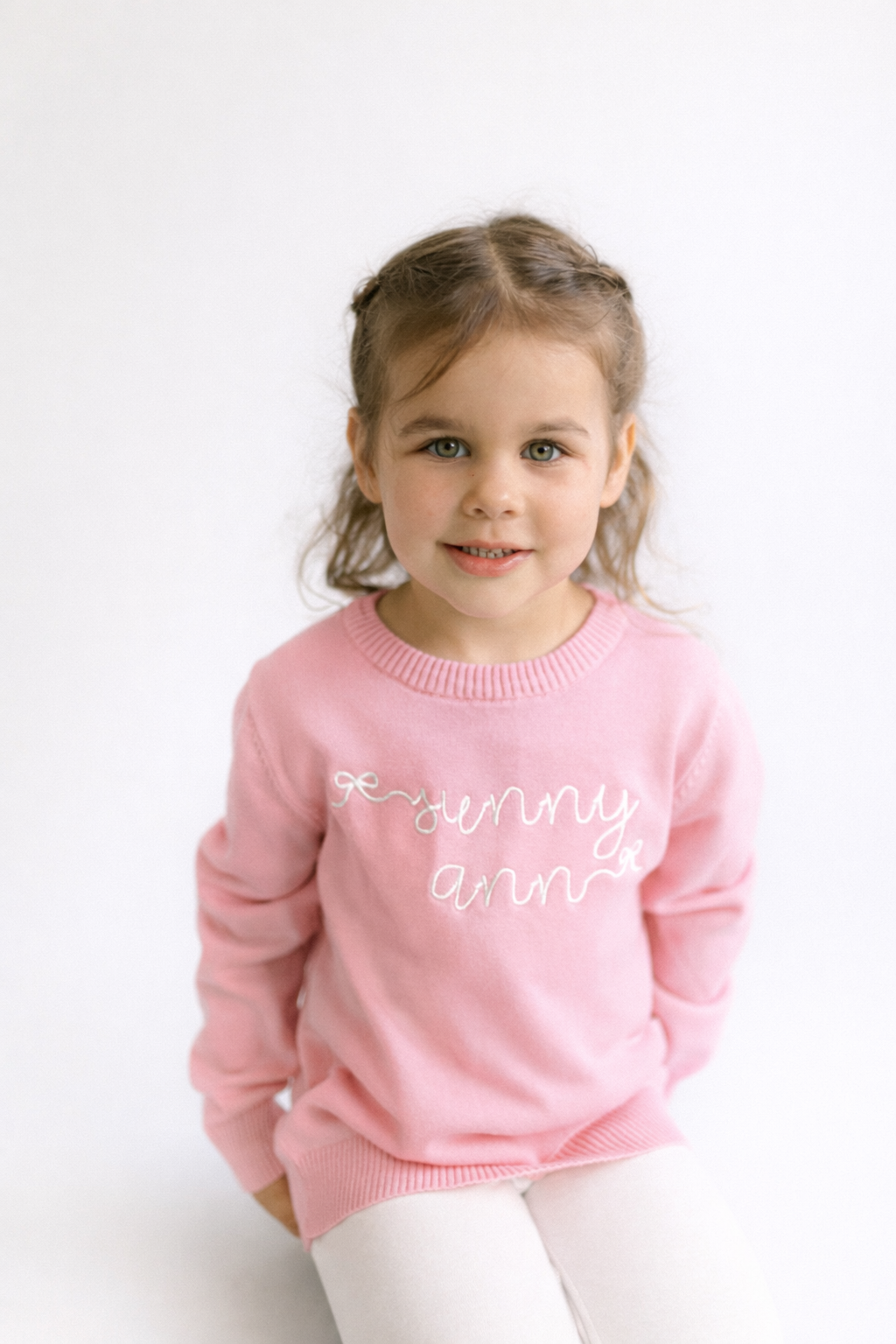 Girls personalized name sweater with bows