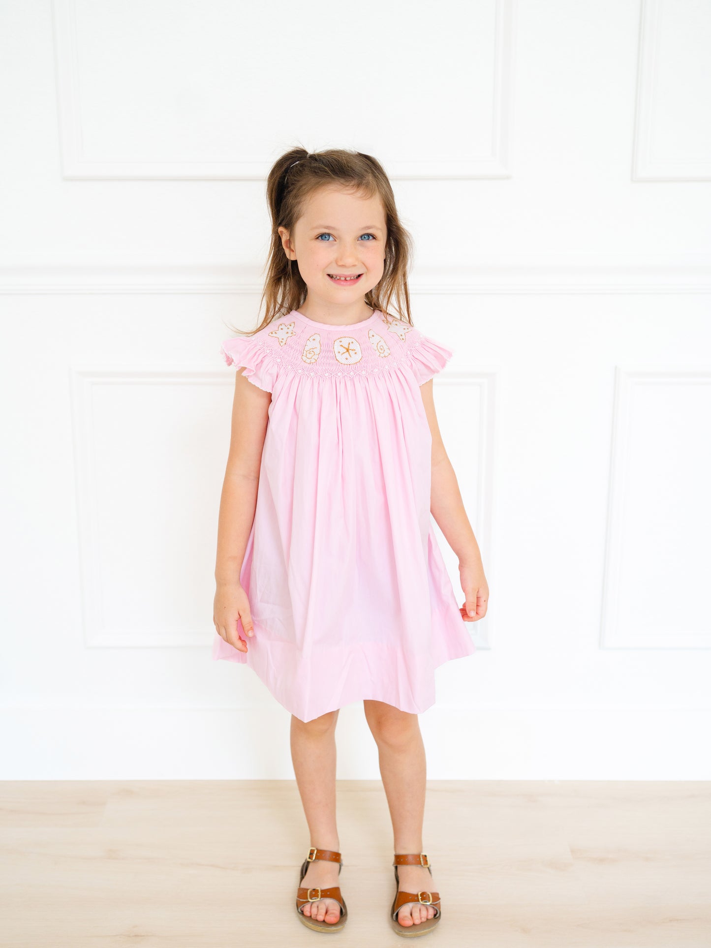 Pink smocked shell dress