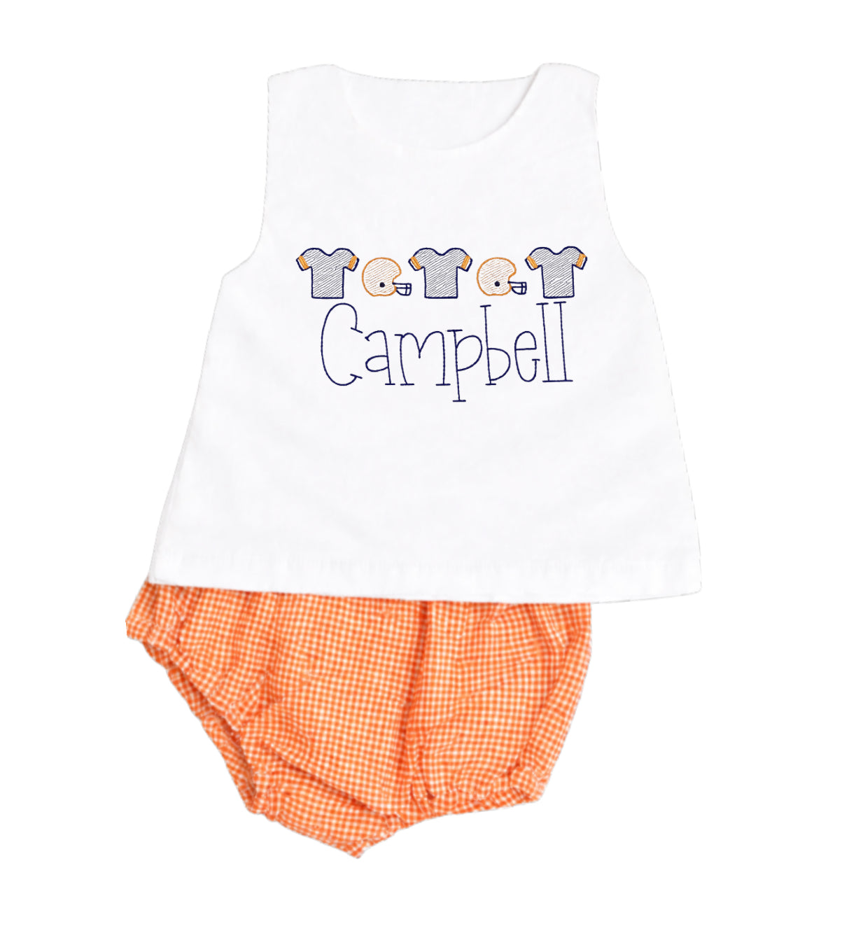 Orange gingham diaper set
