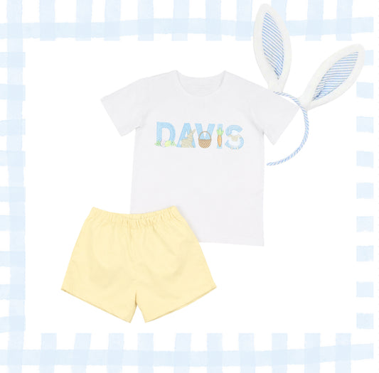 Boys cotton shirt and yellow shorts set
