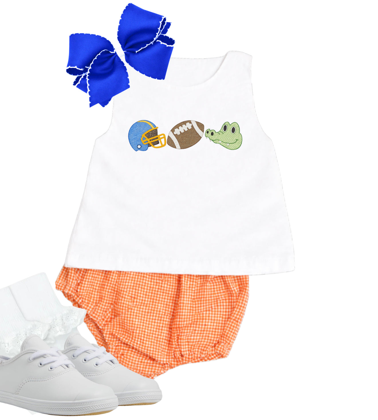 Orange gingham diaper set