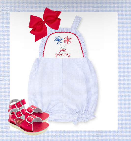 Light blue girls gingham bubble