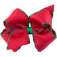 Red bow with green stitch