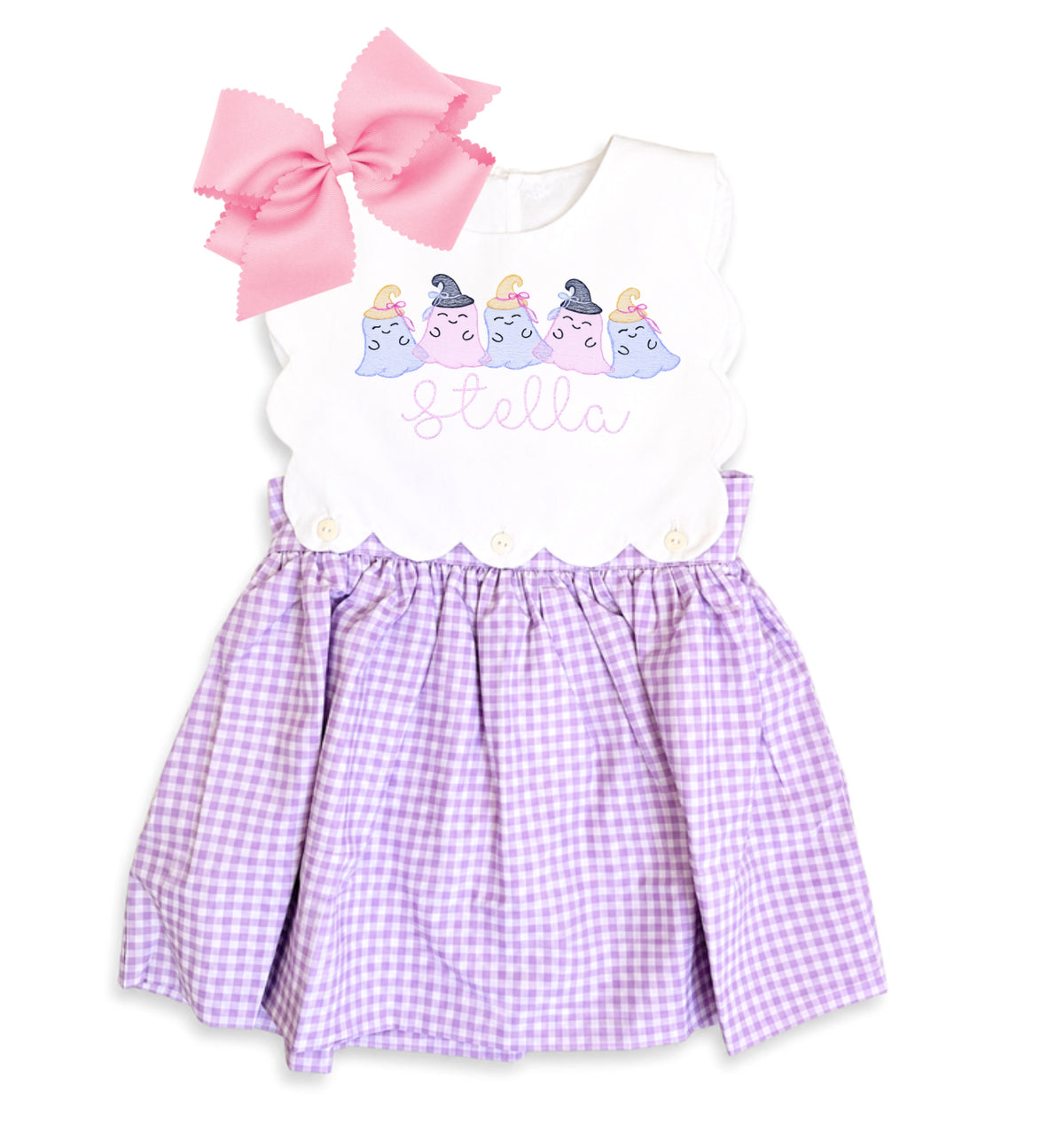 Lavender scallop gingham dress