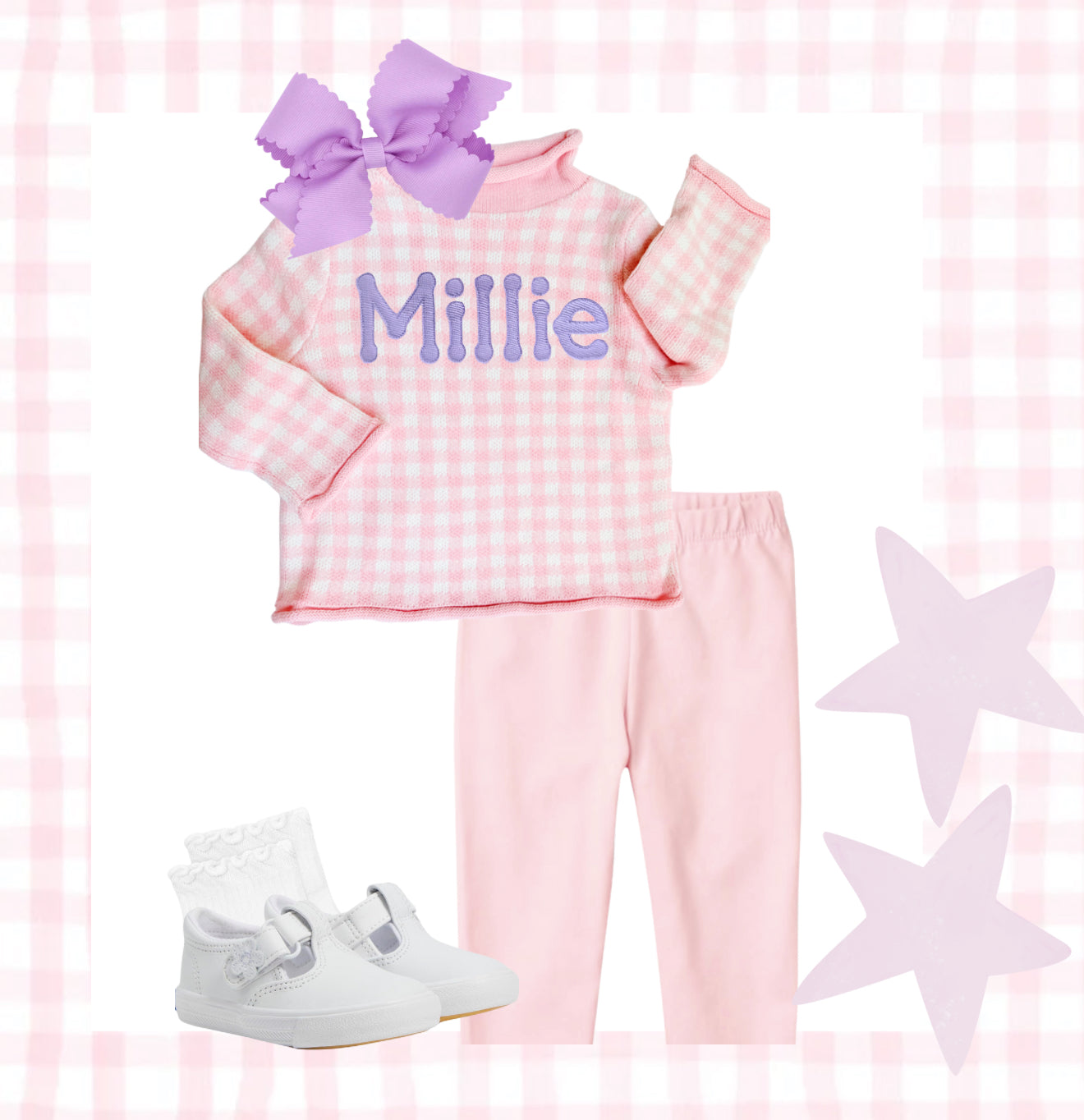 Pink Gingham Sweater