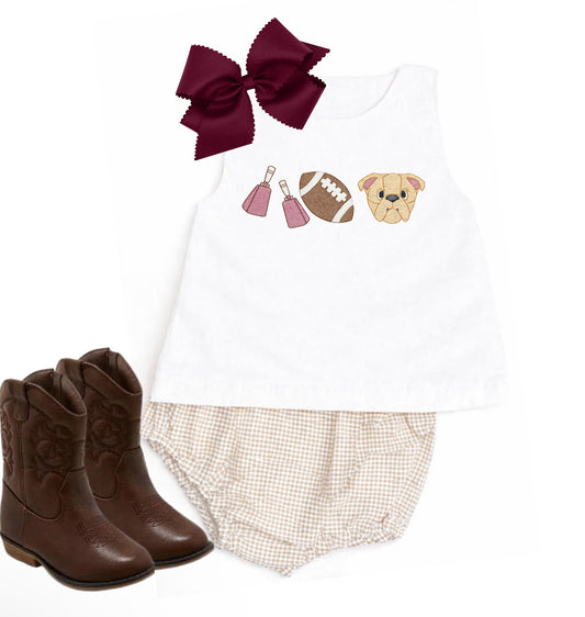 Tan gingham diaper set