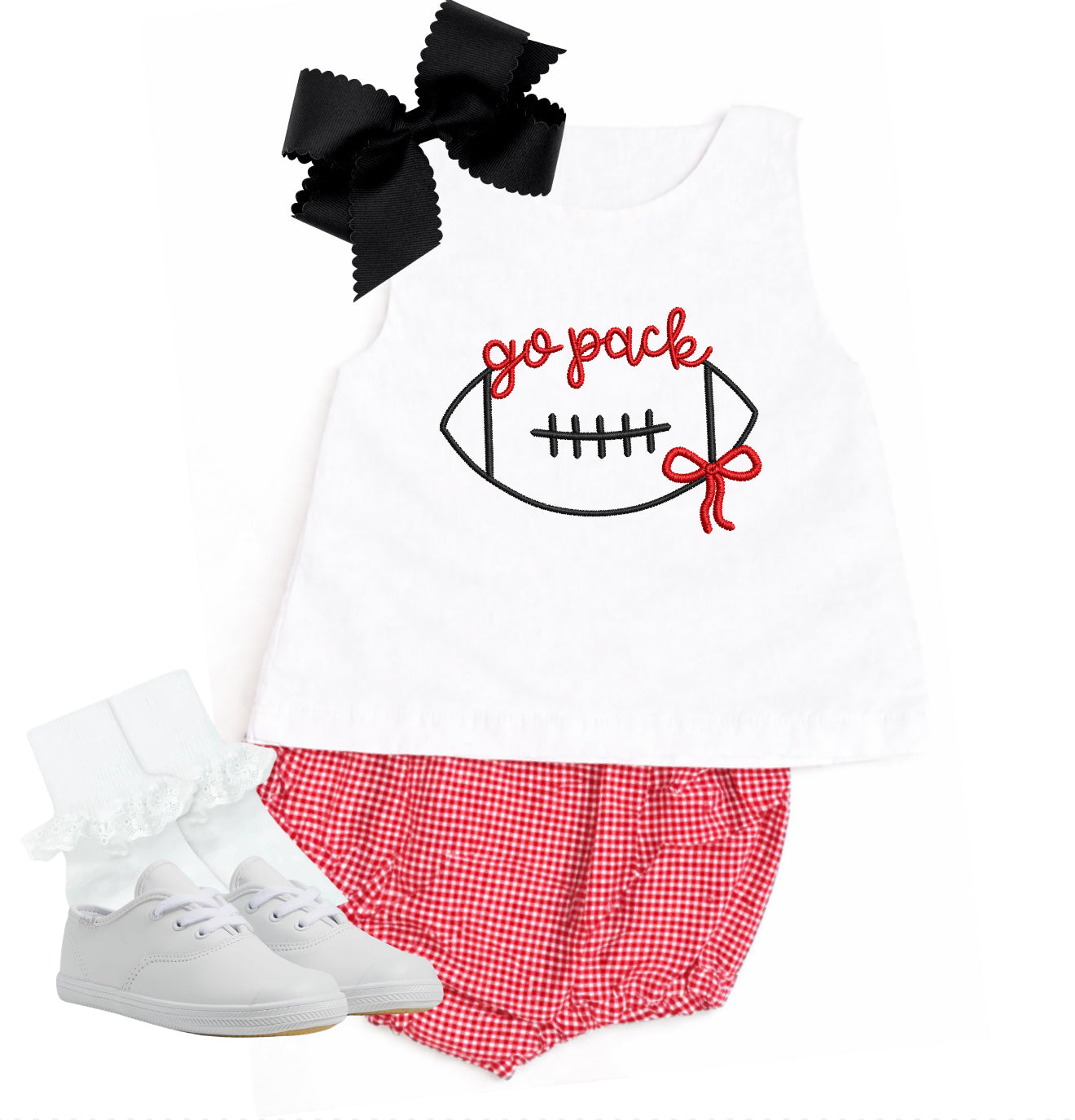 Red gingham diaper set