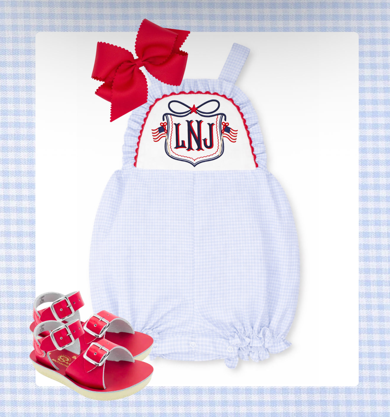Light blue girls gingham bubble