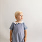 Boys navy gingham french knot bubble
