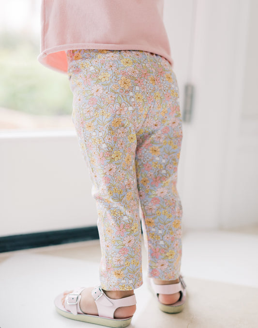 Light blue floral leggings