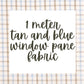 1 meter of blue and tan windowpane fabric
