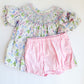 Flower smock diaper set