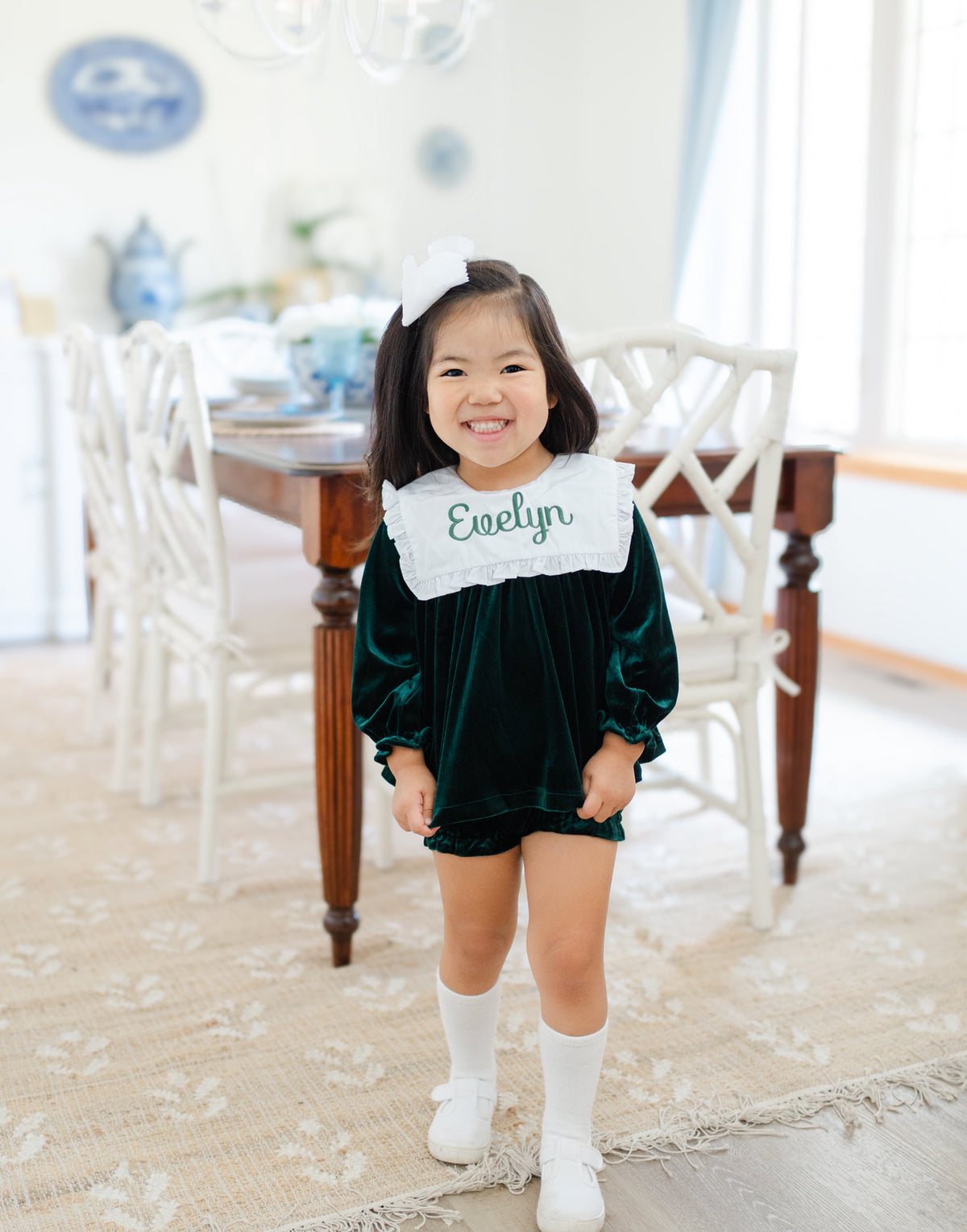 Green velvet diaper set